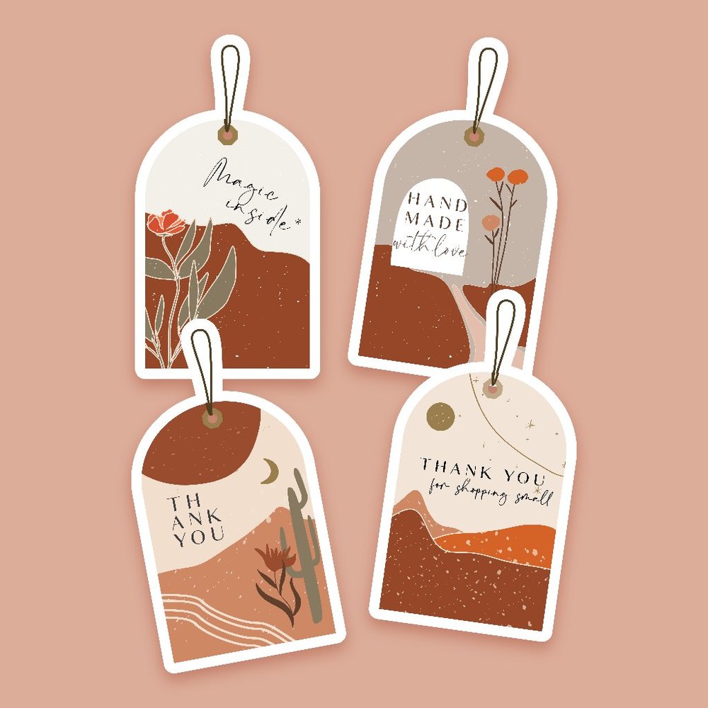 240 Terracotta Boho Art Dream Tag Reseller Sticker